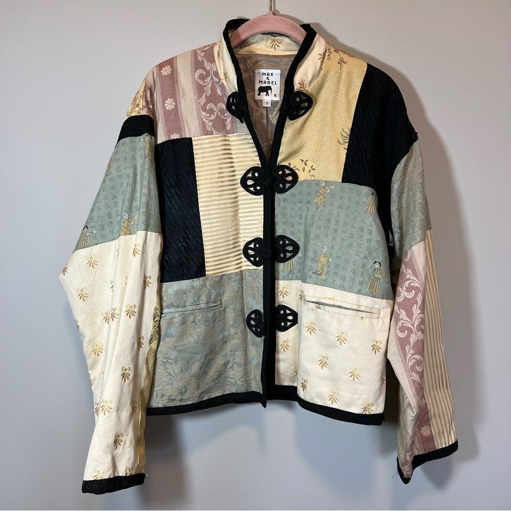 Max & Mabel Women’s Chinese‎ Brocade Jacket Art to Wear Patchwork 1 Large